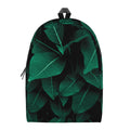 Natural Green Leaf Print School Backpack