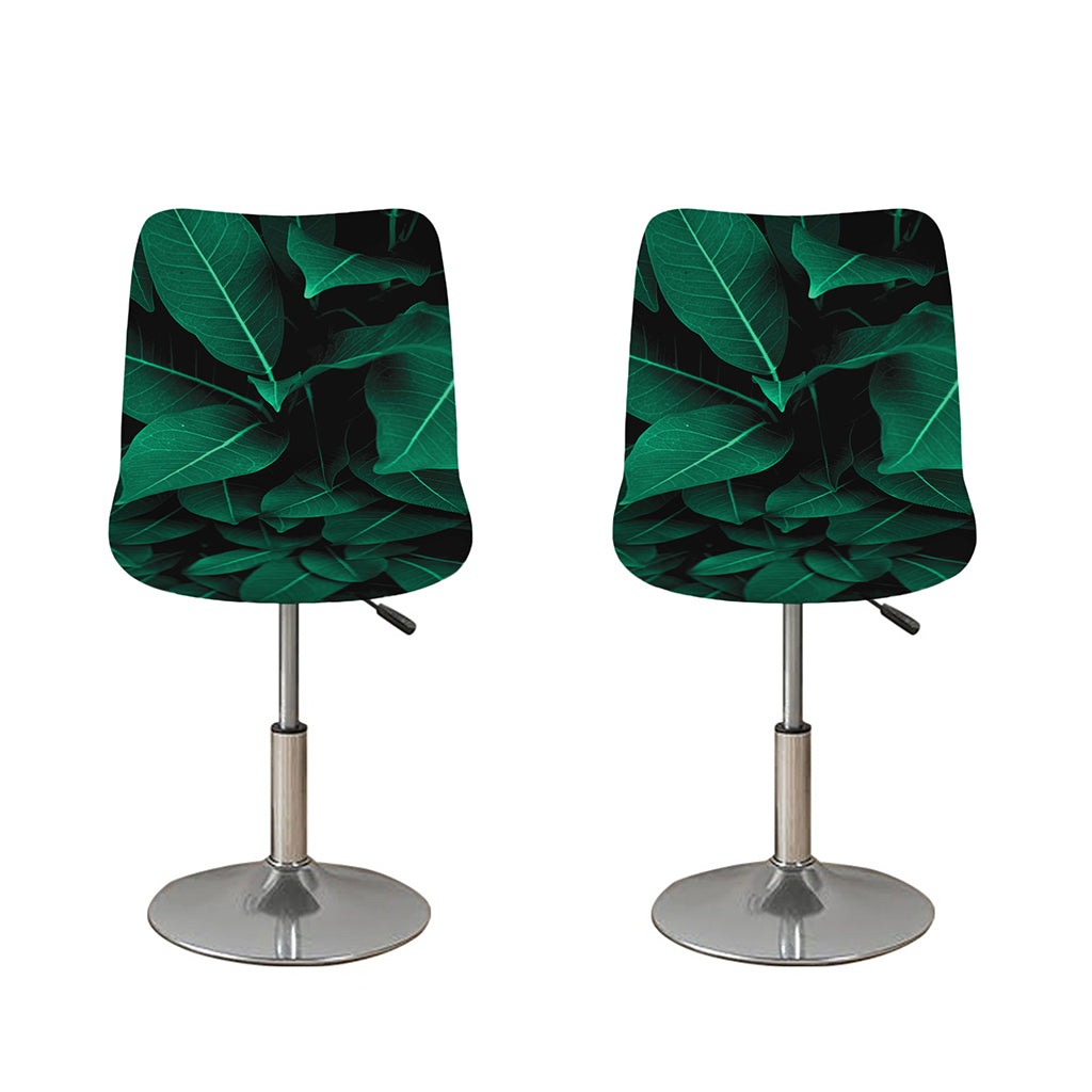 Natural Green Leaf Print Bar Stool Covers