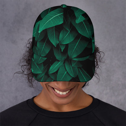 Natural Green Leaf Print Baseball Cap