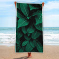 Natural Green Leaf Print Beach Towel
