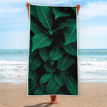Natural Green Leaf Print Beach Towel