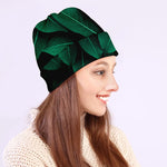 Natural Green Leaf Print Beanie