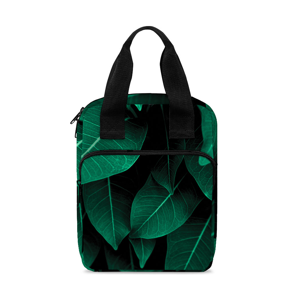Natural Green Leaf Print Bible Tote Bag