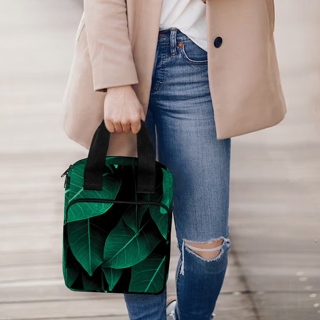 Natural Green Leaf Print Bible Tote Bag