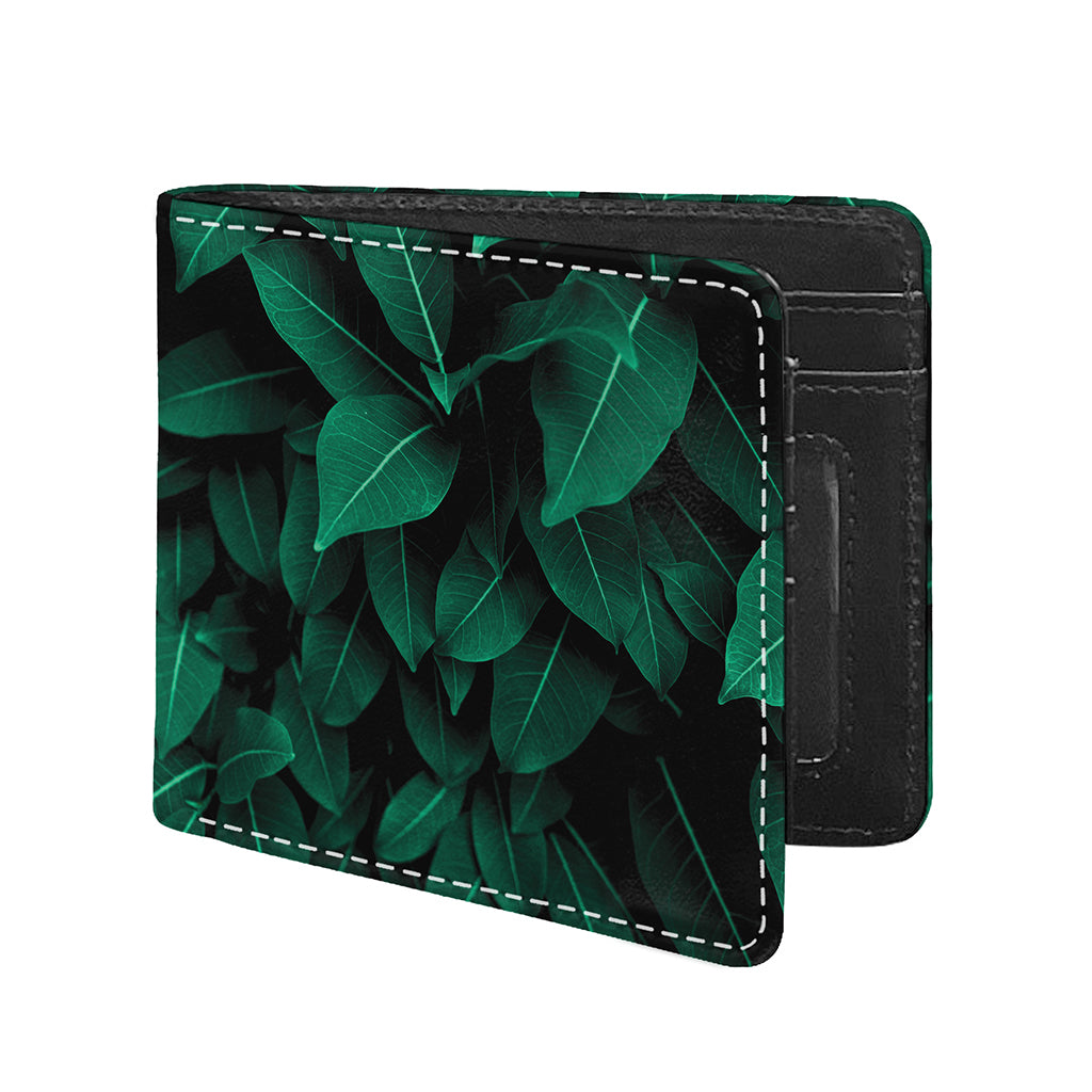 Natural Green Leaf Print Bifold Wallet