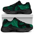 Natural Green Leaf Print Black Chunky Shoes