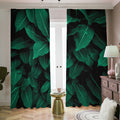 Natural Green Leaf Print Dimout Pencil Pleat Curtains