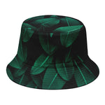 Natural Green Leaf Print Bucket Hat