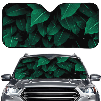 Natural Green Leaf Print Car Windshield Sun Shade