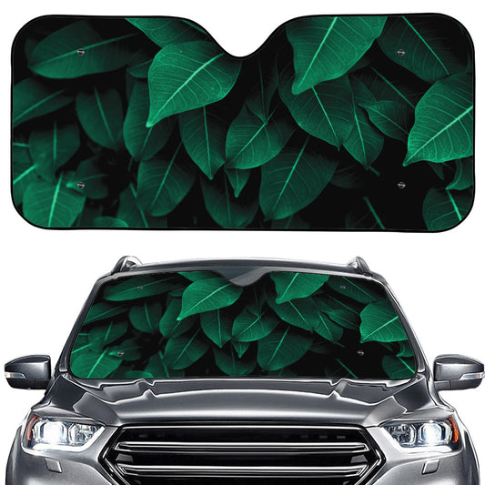 Natural Green Leaf Print Car Windshield Sun Shade
