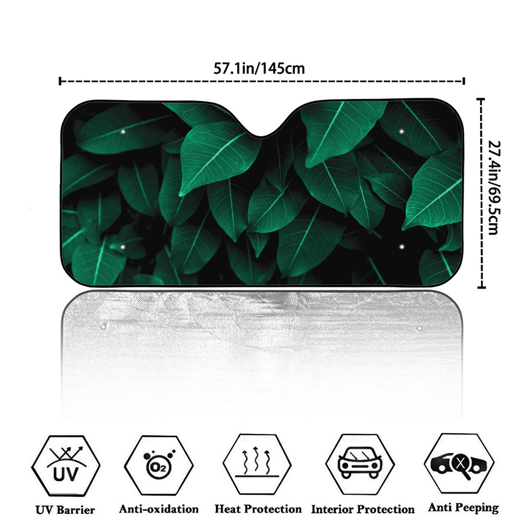 Natural Green Leaf Print Car Windshield Sun Shade