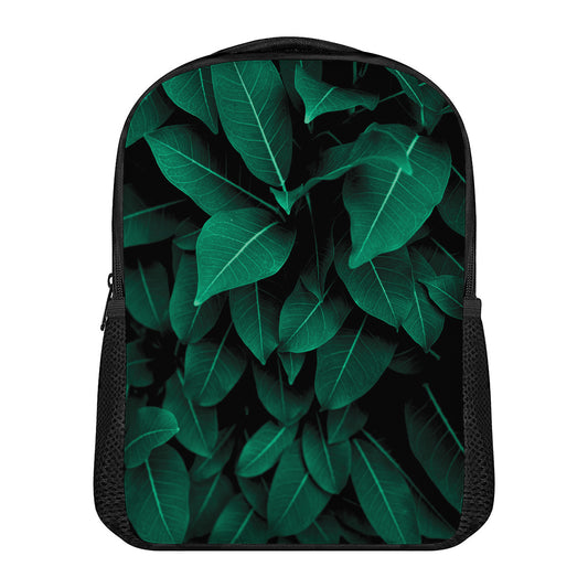 Natural Green Leaf Print Casual Backpack