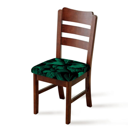 Natural Green Leaf Print Chair Cushion Cover