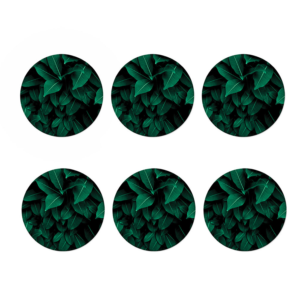 Natural Green Leaf Print Coaster Set