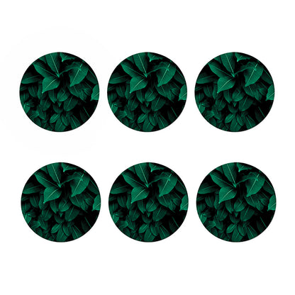 Natural Green Leaf Print Coaster Set