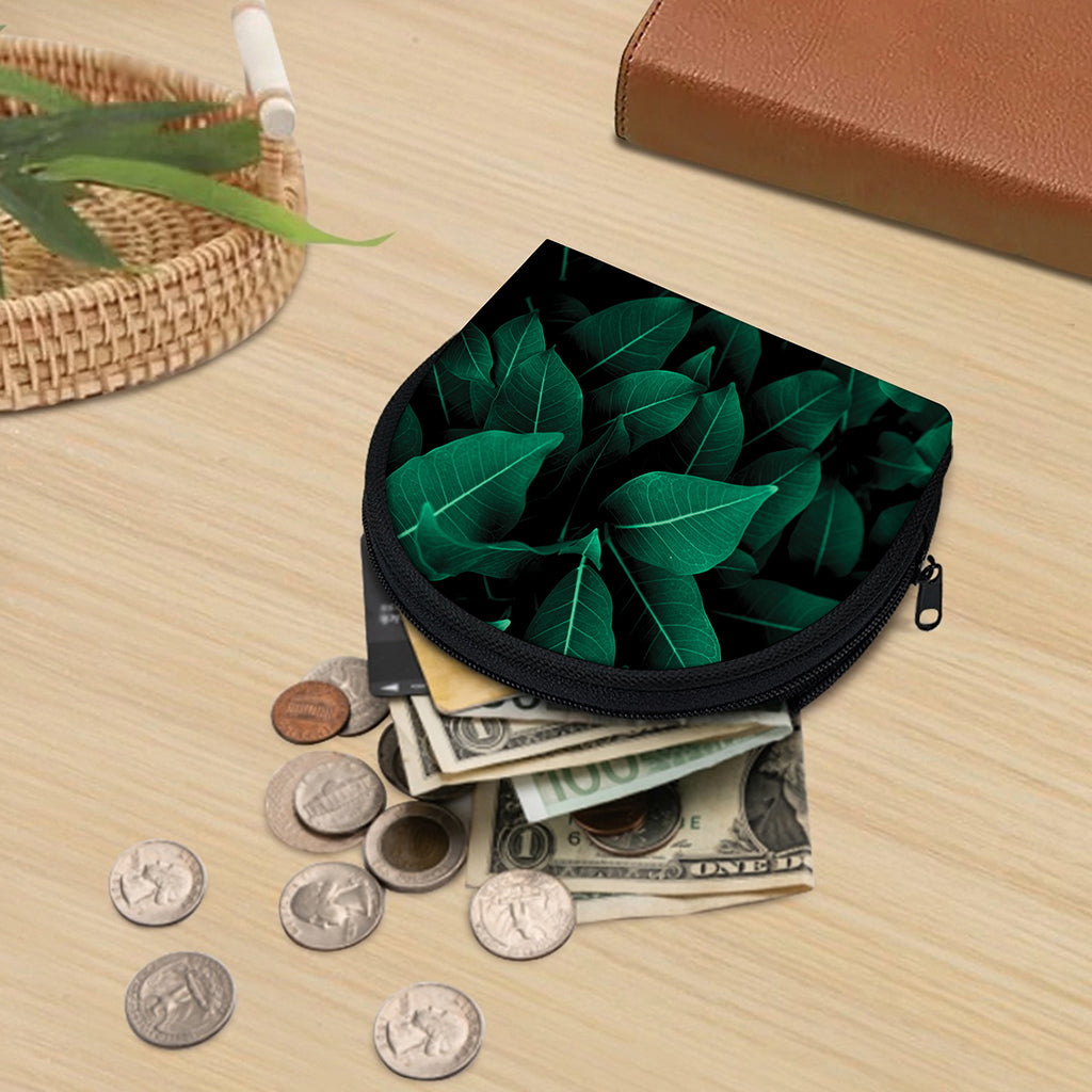 Natural Green Leaf Print Coin Purse