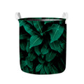 Natural Green Leaf Print Collapsible Laundry Basket