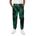 Natural Green Leaf Print Cotton Sweatpants