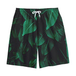Natural Green Leaf Print Cotton Shorts