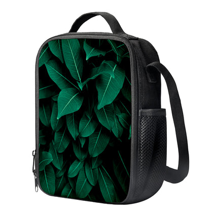 Natural Green Leaf Print Crossbody Lunch Bag
