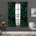 Natural Green Leaf Print Grommet Curtain Panels