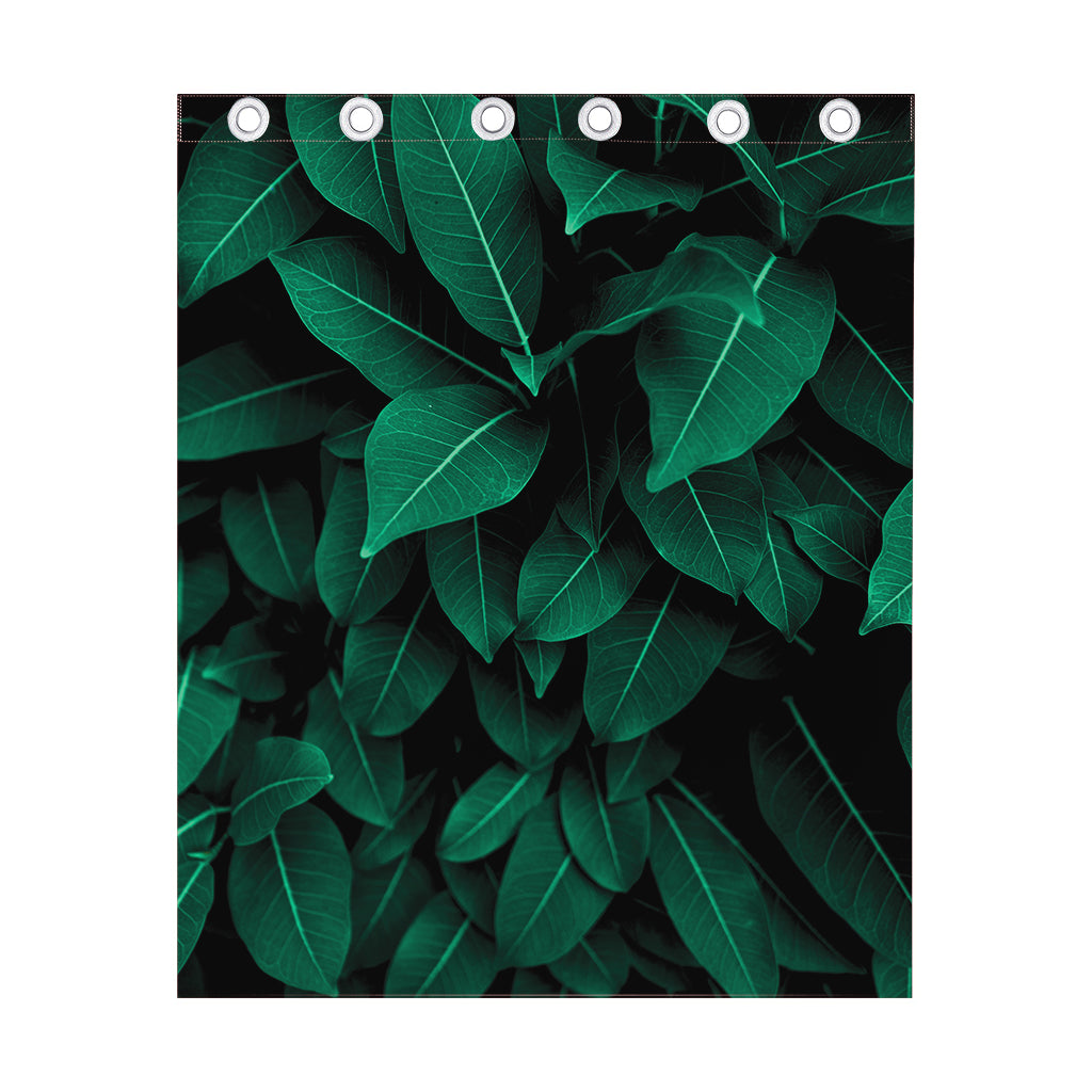 Natural Green Leaf Print Curtain