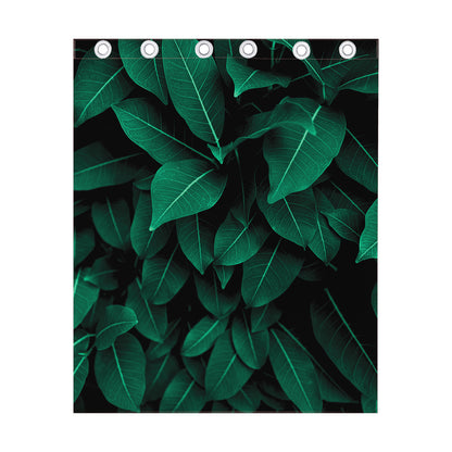 Natural Green Leaf Print Curtain