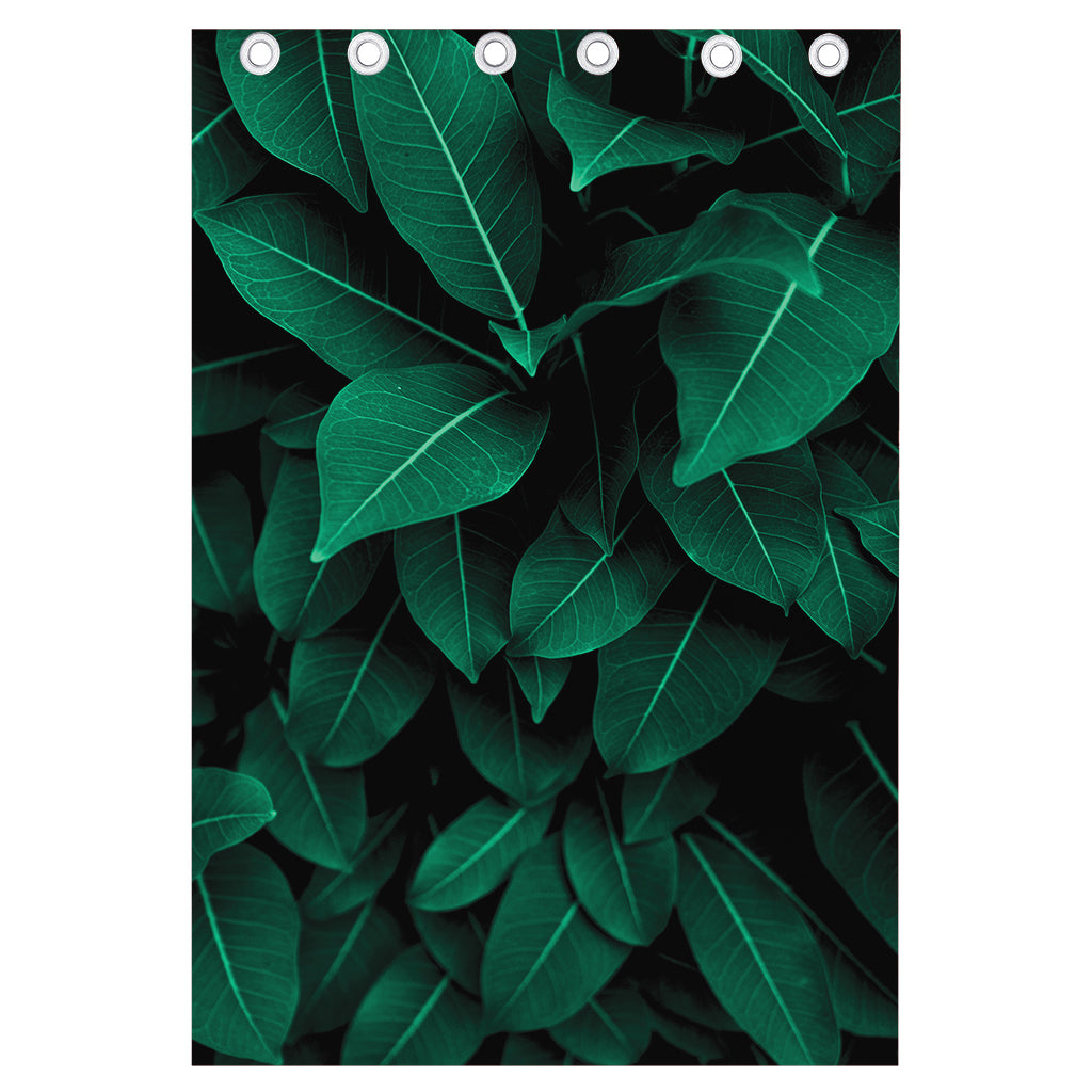 Natural Green Leaf Print Curtain