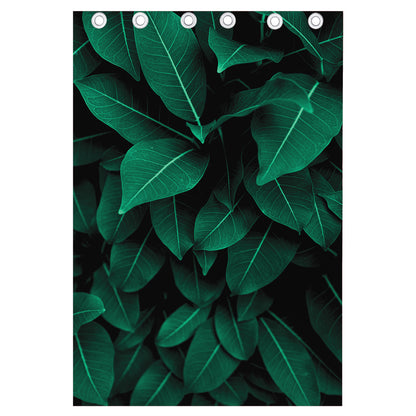 Natural Green Leaf Print Curtain