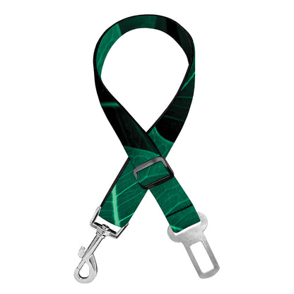 Natural Green Leaf Print Dog Seat Belt