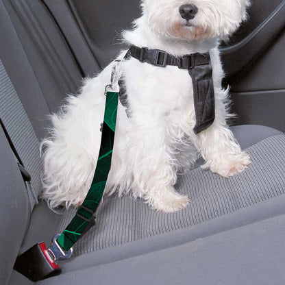 Natural Green Leaf Print Dog Seat Belt