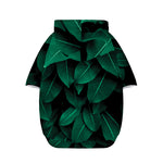 Natural Green Leaf Print Dog Zip Up Hoodie