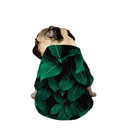 Natural Green Leaf Print Dog Zip Up Jacket