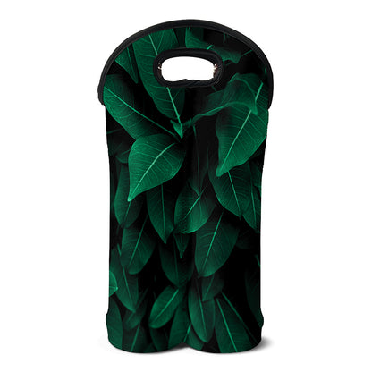 Natural Green Leaf Print Double Neoprene Wine Tote