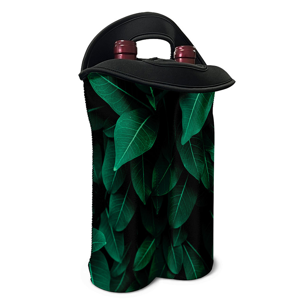 Natural Green Leaf Print Double Neoprene Wine Tote