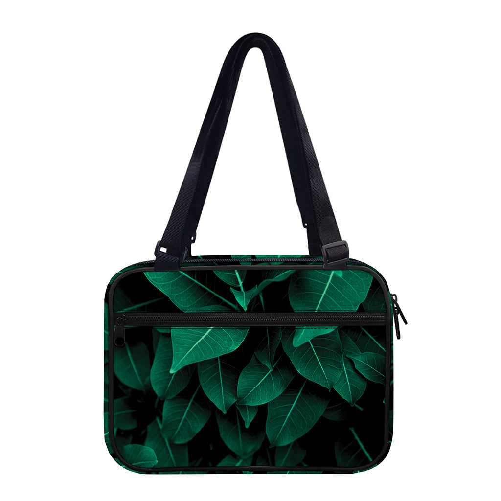 Natural Green Leaf Print Double Strap Bible Bag