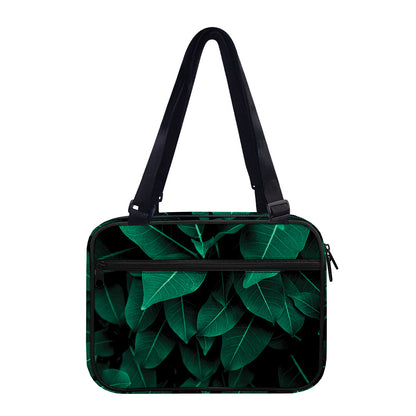 Natural Green Leaf Print Double Strap Bible Bag