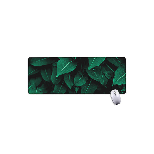 Natural Green Leaf Print Extended Mouse Pad