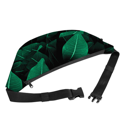 Natural Green Leaf Print Fanny Pack