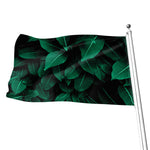 Natural Green Leaf Print Flag