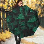Natural Green Leaf Print Foldable Umbrella