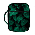 Natural Green Leaf Print Front Pocket Bible Bag