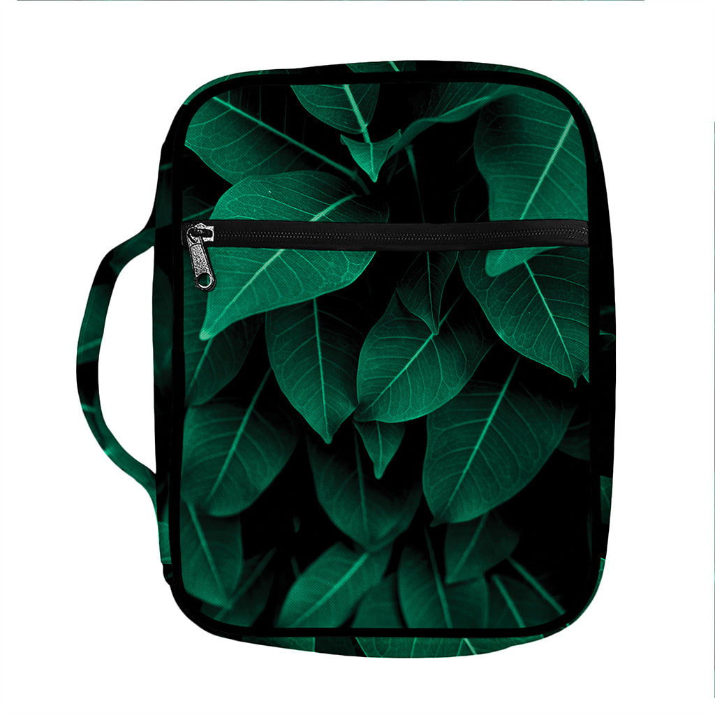 Natural Green Leaf Print Front Pocket Bible Bag