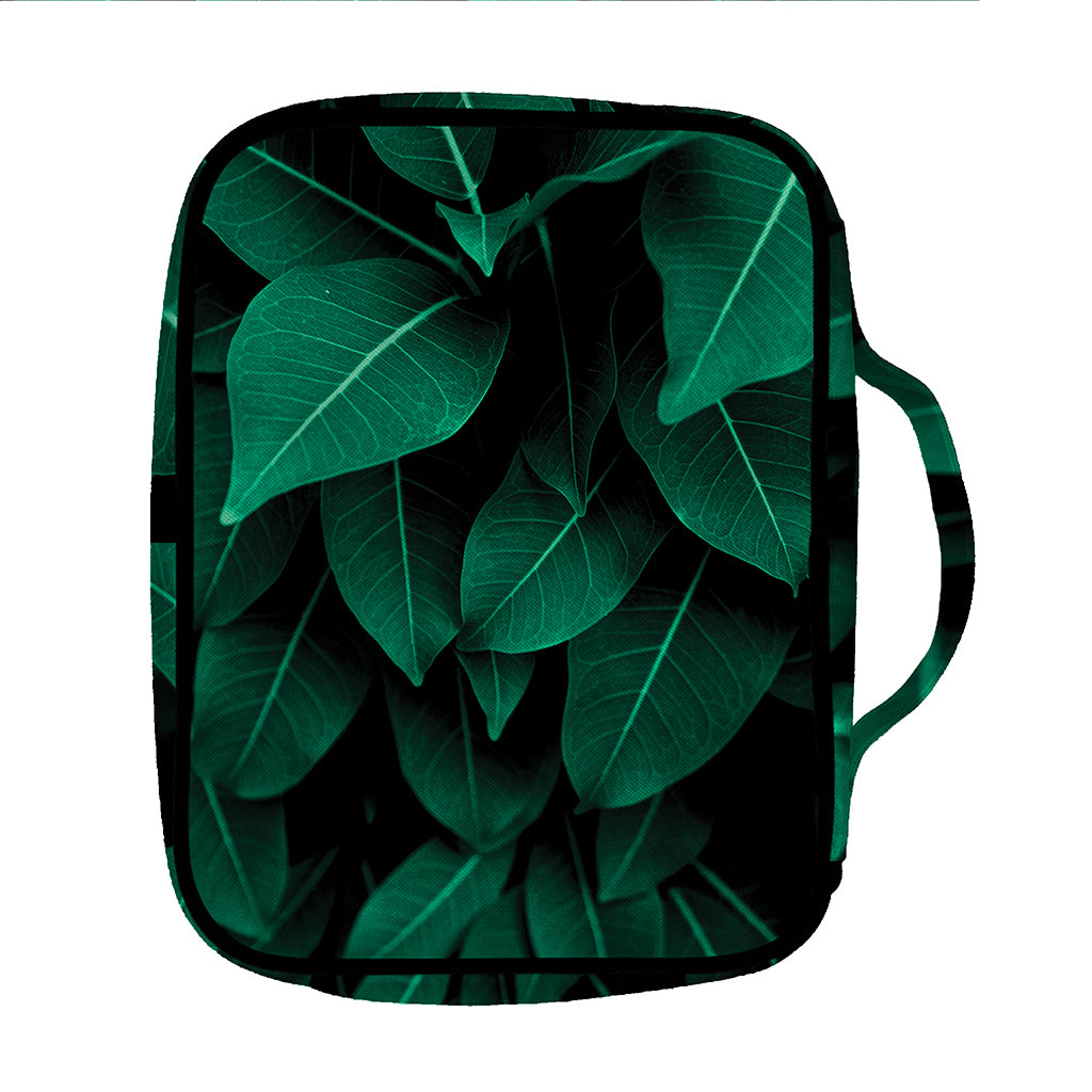 Natural Green Leaf Print Front Pocket Bible Bag