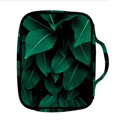 Natural Green Leaf Print Front Pocket Bible Bag