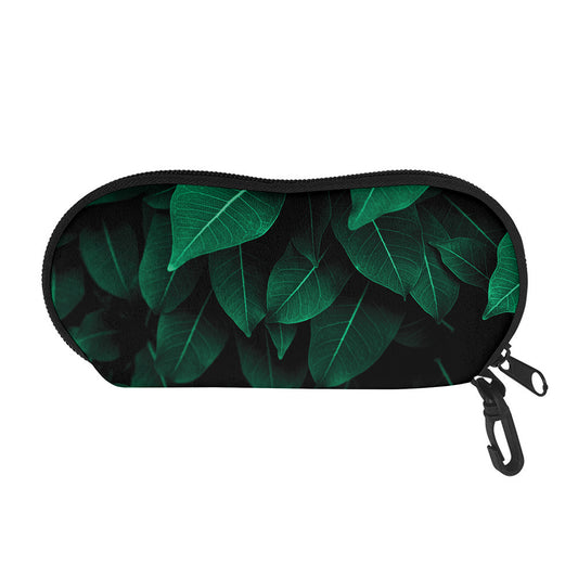 Natural Green Leaf Print Glasses Case