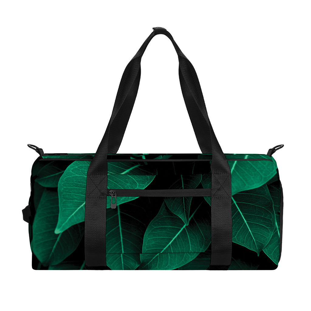 Natural Green Leaf Print Gym Bag