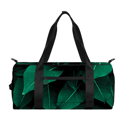 Natural Green Leaf Print Gym Bag