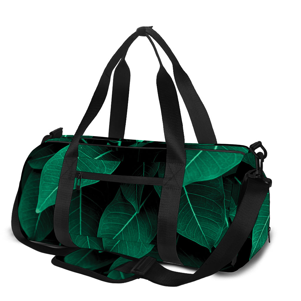 Natural Green Leaf Print Gym Bag
