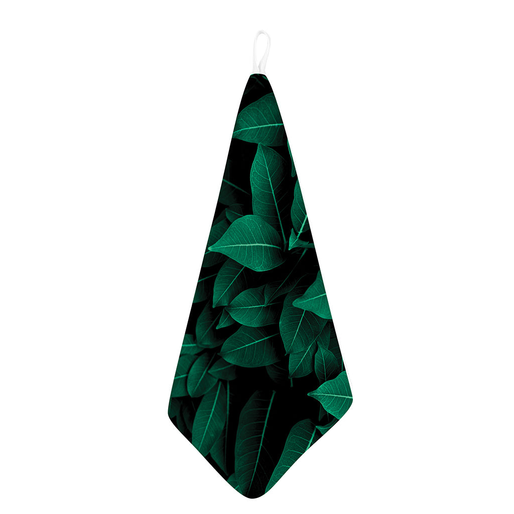 Natural Green Leaf Print Hand Towel